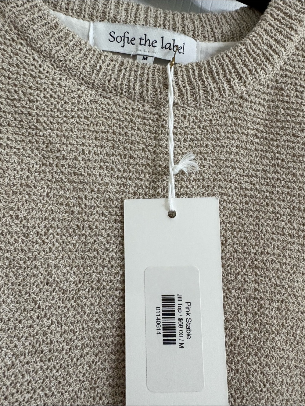 Sofie the label women mixed media white tan ruffle puff sleeve top size medium - Picture 6 of 11